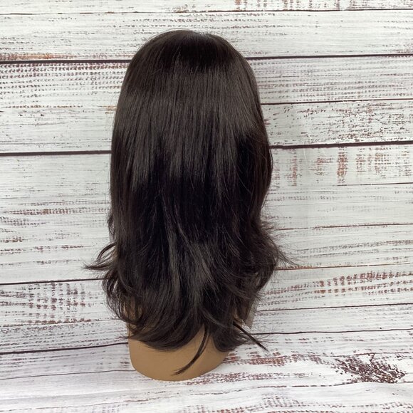 Fonda #2 Darkest Brown Partial Lace 1/2 Wig Lace Front New Synthetic Hair - Picture 3 of 7